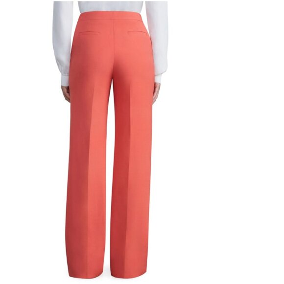 NWT LAFAYETTE 148 | Gates Straight-leg Wool-silk Pants In Stamped Poppy - Picture 2 of 13